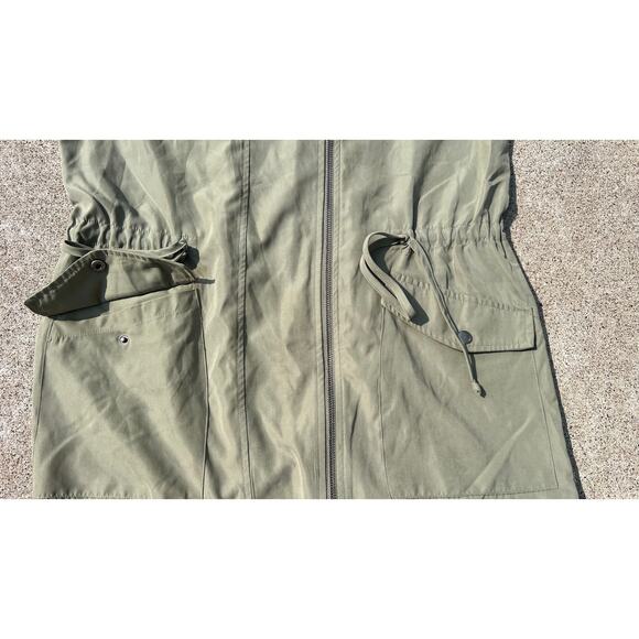 Staccato Olive Utility Parka Jacket Medium Hooded Roll-Up Sleeve Gorpcore Safari - Picture 8 of 9